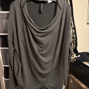 Athleta Charcoal Long Sleeve wrap Top with hoodie.
